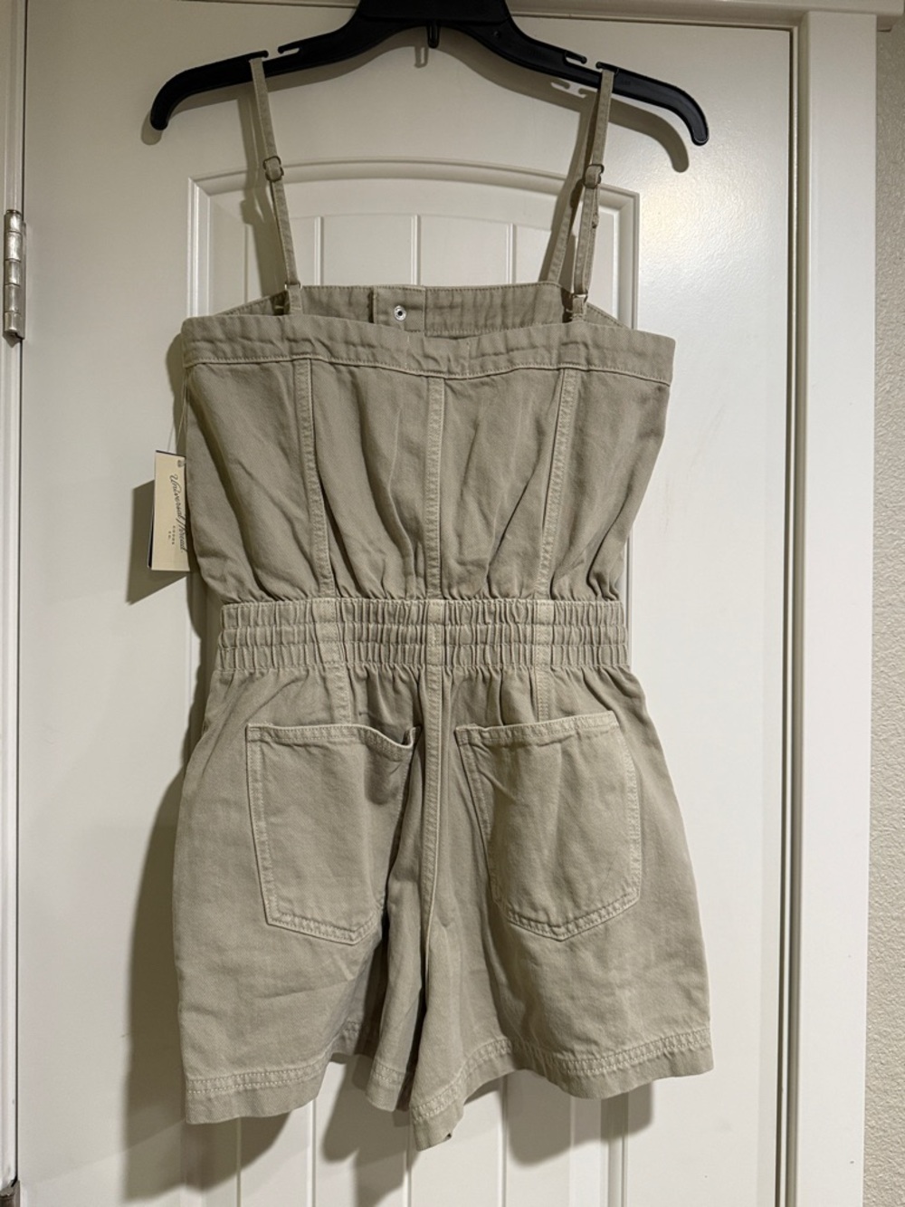 Universal Thread khaki Green Denim Drawstring Strap One-Piece Romper - Picture 2 of 6
